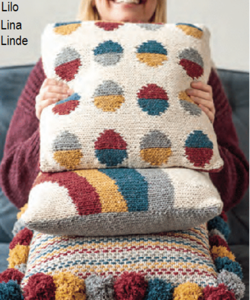 Pillows knitted in Remix Chunky Yarn from Berroco