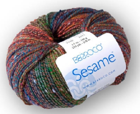 Berroco Sesame Yarn. A worsted self striping blend of Wool, Acrylic, Cotton and