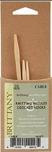 Brittany cable needles in set of 3. Birch wood.