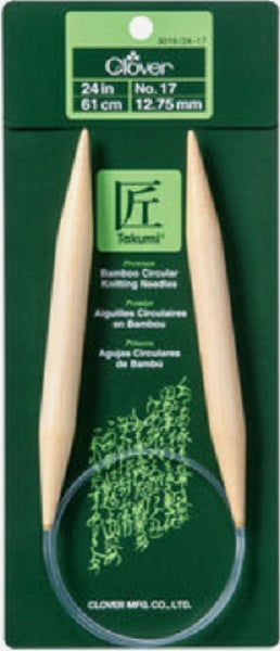 Clover Bamboo fixed circular knitting needles 24"