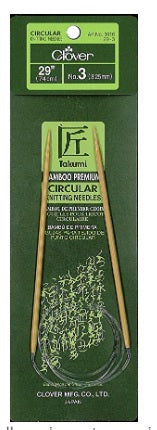 Clover Bamboo fixed Circular Knitting Needles.  Size  US 3 x 29"