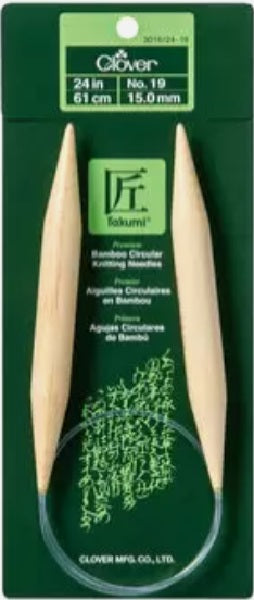 Clover Bamboo fixed circular knitting needles 24"
