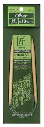 Clover Bamboo fixed Circular Knitting Needles.  Size  US 10 x 24"