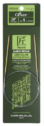 Clover Bamboo fixed Circular Knitting Needles.  Size  US 1 x 24"