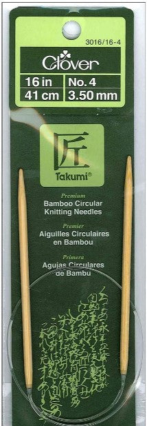 Clover Takumi Bamboo 16in Circular Knitting Needle Size 10