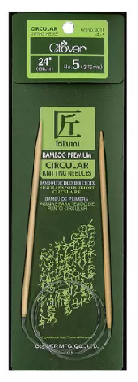 Clover Bamboo fixed Circular Knitting Needles.  Size  US 5 x 24"