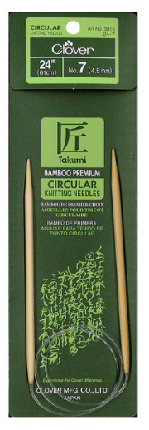 Clover Bamboo fixed Circular Knitting Needles.  Size  US 7 x 24"