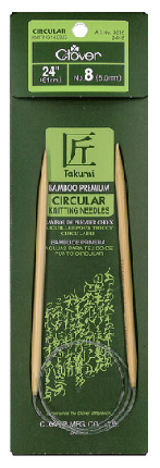 Clover Bamboo fixed Circular Knitting Needles.  Size  US 8 x 24"