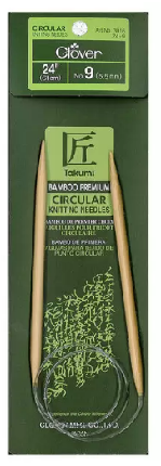 Clover Bamboo fixed Circular Knitting Needles.  Size  US 9 x 24"
