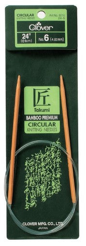 Clover Bamboo fixed Circular Knitting Needles.  Size  US 6 x 24"