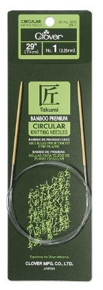 Clover Bamboo fixed Circular Knitting Needles.  Size  US 1 x 29"