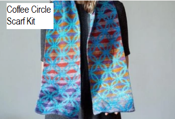 Coffee Circle Scarf Kit from Urth Yarns. Knit in Uneek and Harvest fingering Yarn.