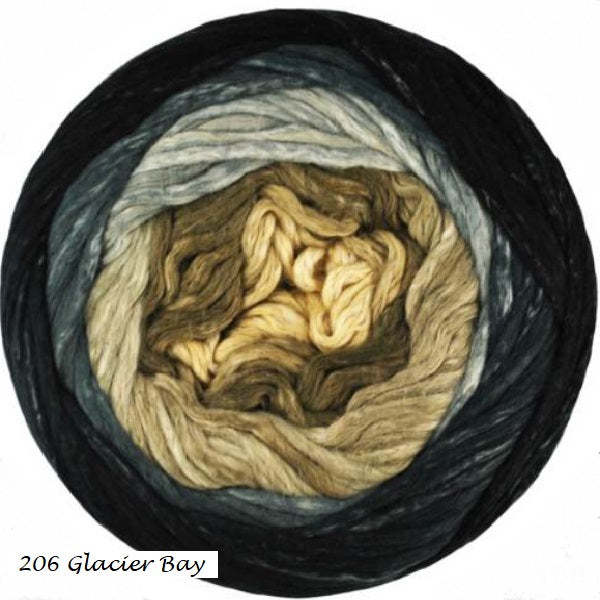 Cumulur Rainbow Yarn from Juniper Moon Farm.  Color #206 Glaicer Bay