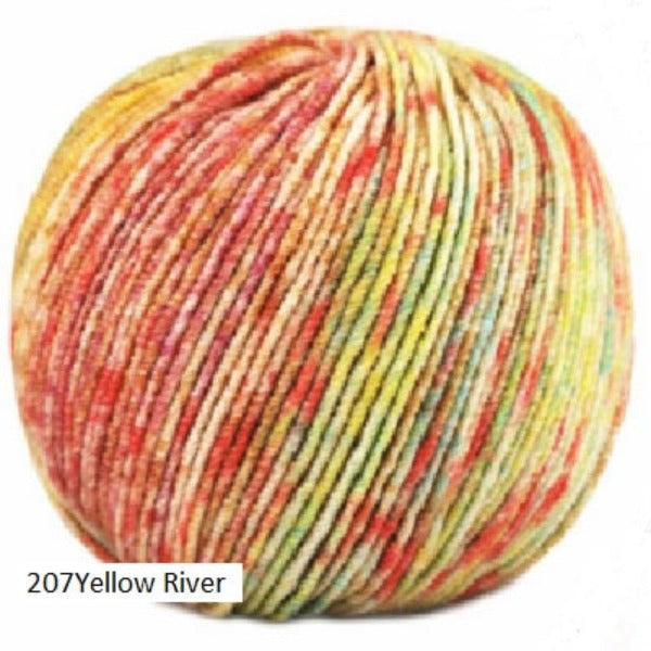 Ella Rae' Cashmereno Sport Speckled Yarn in color # 207 Yellow river