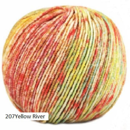 Ella Rae' Cashmereno Sport Speckled Yarn in color # 207 Yellow river