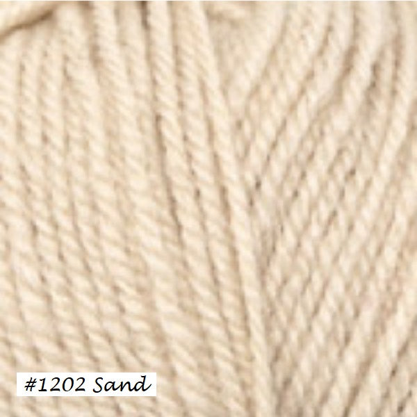 Encore Worsted Yarn from Plymouth Yarn. Color #1202 Sand