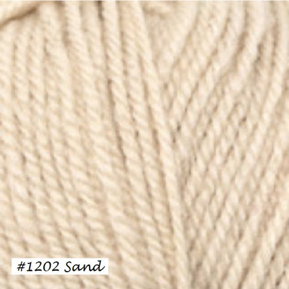 Encore Worsted Yarn from Plymouth Yarn. Color #1202 Sand