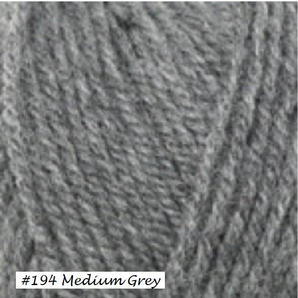Encore worsted weght Yarn from Plymouth. Color #194 Medium Grey