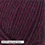 Encore worsted weight from Plymouth. Color #335 Garnet Mix