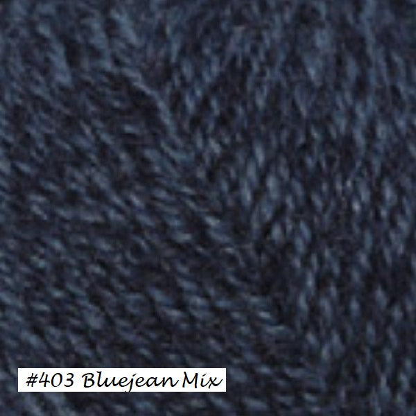 Encore worsted weight Yarn from Plymouth. Color #403 Bluejean Mix
