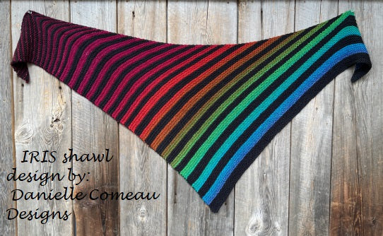 Iris shawl in Culumus and Cumulus Rainbow