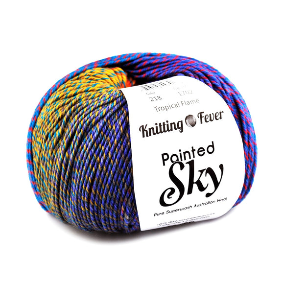 Painted Sky Yarn from Knitting Fever. 100 % superwash Wool with lovely long color changes.