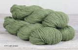 Luma Yarn a DK blend of Merino, Organic Cotton, Linen and Silk.  color. #70 Sap Green
