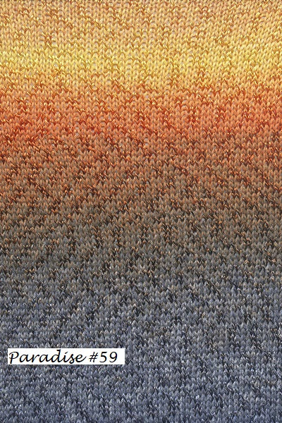 Paradise Yarn in colorway #59. A long color changer from Lang Yarn.