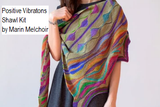 Positive Vibrations Shawl Kit from Urth Yarns. Knit with Harvest and Uneek fingering Yarn.