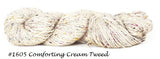 Sueno Tweed Yarn, a DK weight yarn from Hi Koo. Color #1605 Comforting Cream Tweed