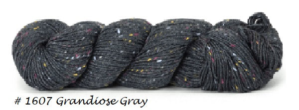 Sueno Tweed Yarn, a DK weight yarn from HiKoo. Color #1607 Grandiose Gray