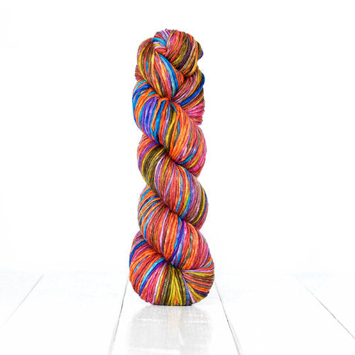 Uneek Worsted Weight Yarn from Urth Yarns. A superwash Merino Hand Painted for long color changes.