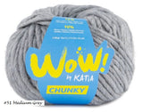 Wow Chunky Yarn from Katia. Color #51 Medium Grey