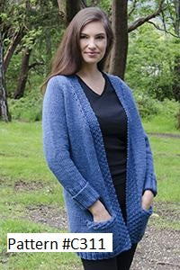 Knitted Wormen's knitted Cardigan in Cascade 128 Superwash 100% Merino wool in a chunky weight.  Cascade pattern #C311