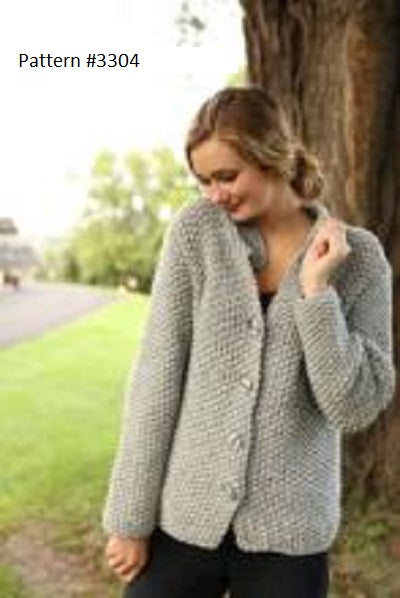 Plymouth Yarn Cardigan pattern #3304. A knitting pattern for Ceilo Yarn.