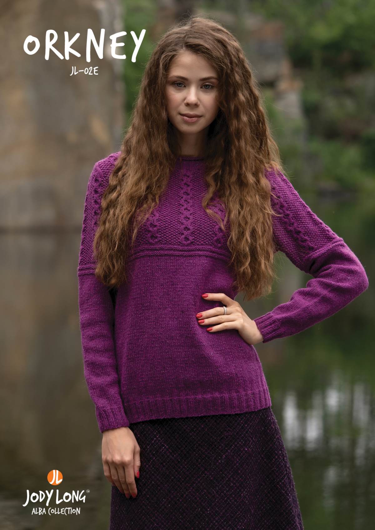 Orkney pullover in Jody Long's Alba. A DK weight yarn. Knit pattern ins in Seaforth Book.