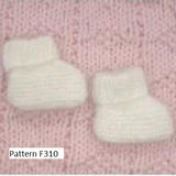 Plymouth Yarn's Pattern F310, baby booties.  Knitted in Plymouth Angora Yarn.
