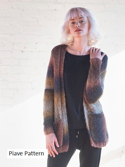 Beroco Piave Cardigan, Knitted in Berroco Aero Yarn.