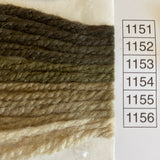 Waverly Wool Needlepoint Yarn color shade sample for #1151 to 1156
