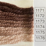 Waverly Wool Needlepoint Yarn color shade sample for #1171 to 1176