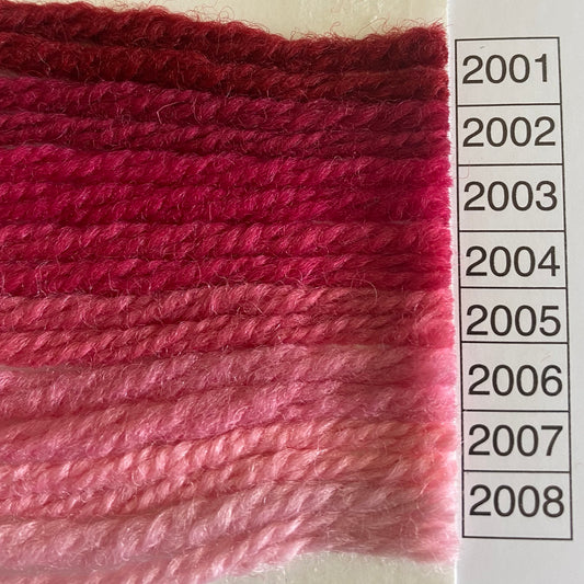 Waverly Wool Needlepoint Yarn color shade sample for #2001 to 2008