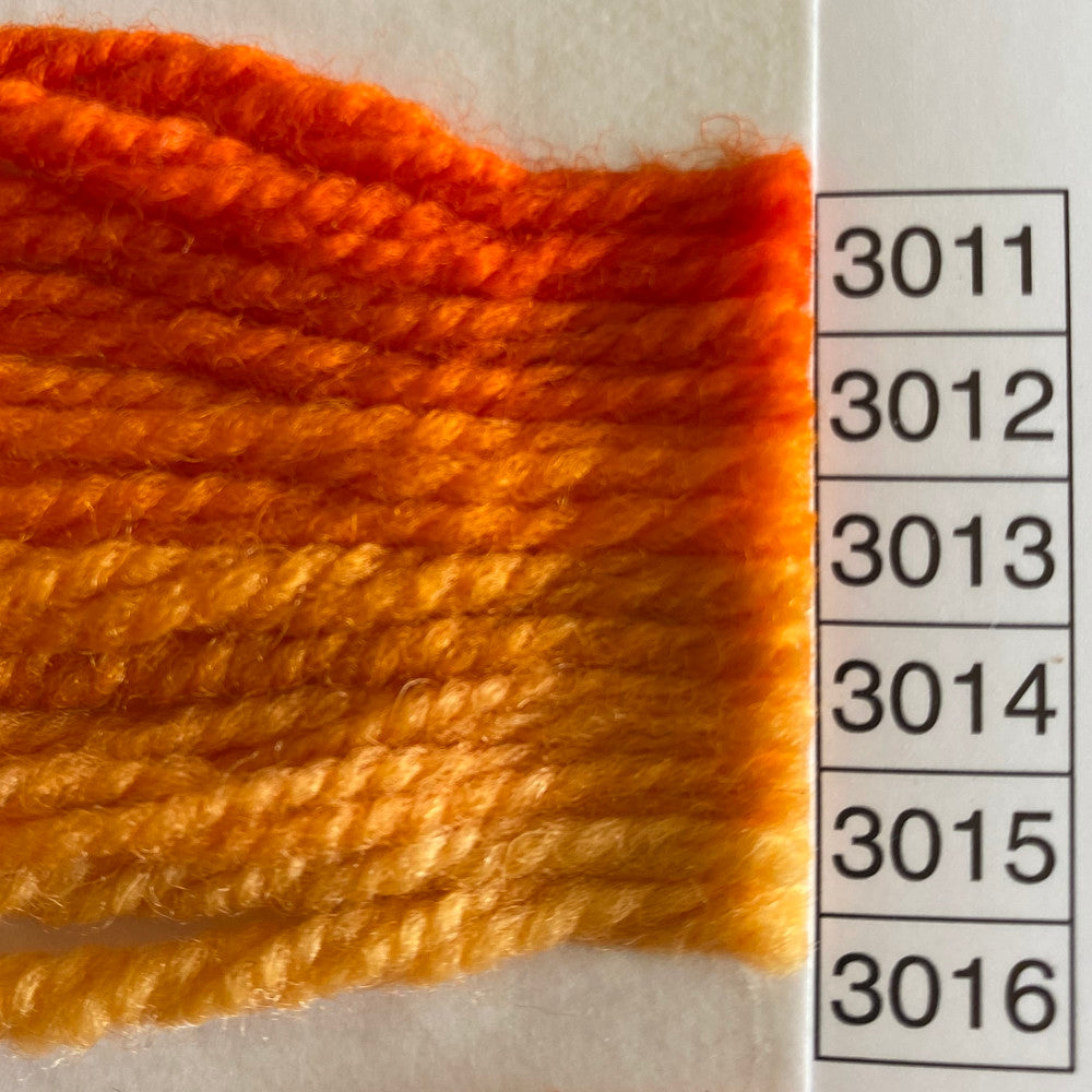 Waverly Wool Needlepoint Yarn color shade sample for #3011 to 3016