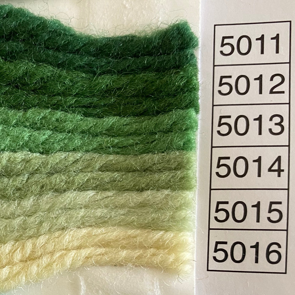 Waverly Wool Needlepoint Yarn color shade sample for #5011 to 5016