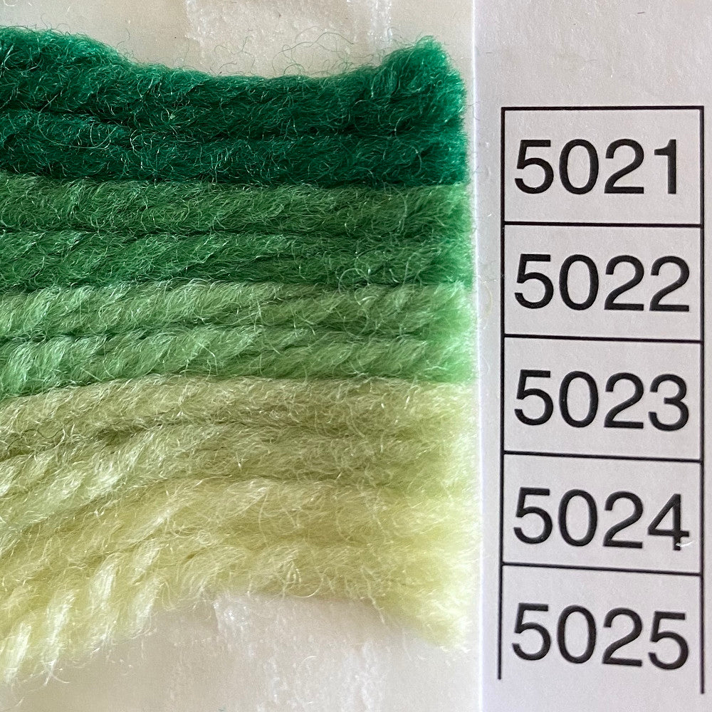 Waverly Wool Needlepoint Yarn color shade sample for #5021 to 5025