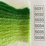 Waverly Wool Needlepoint Yarn color shade sample for #5031 to 5036