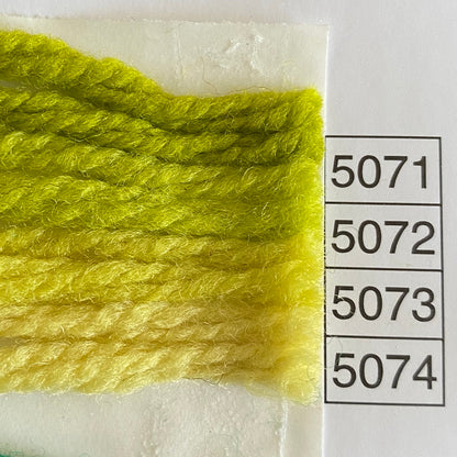 Waverly Wool Needlepoint Yarn color shade sample for #5071 to 5074