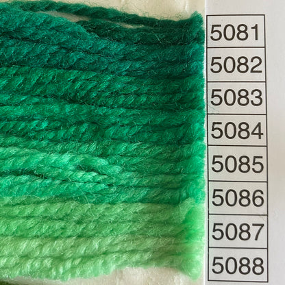 Waverly Wool Needlepoint Yarn color shade sample for #5081 to 5088