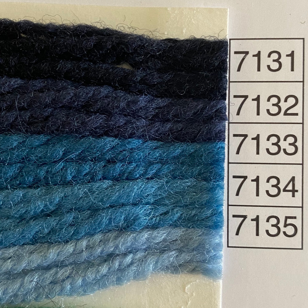 Waverly Wool Needlepoint Yarn color shade sample for #7131 to 7135