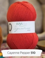 Signature 4 Ply Yarn from West Yorkshire Spinners. Color #510 Cayenne Pepper