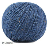 Jody Long's Alba Yarn in colorway #14 Seasalter. A DK weight in Merino, Alpaca and Viscose.